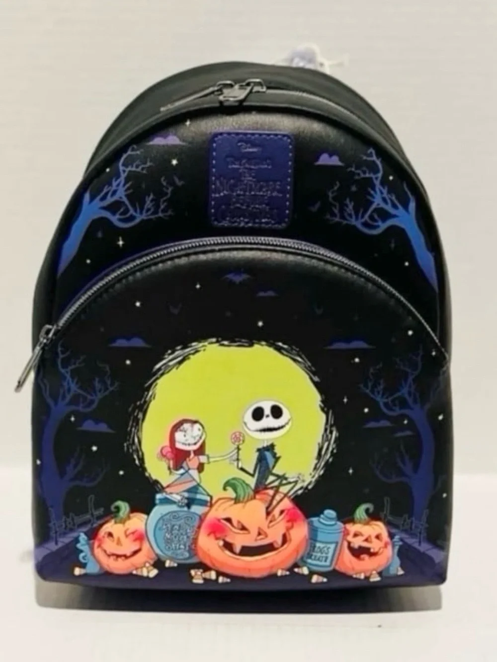 Loungefly Disney NWT NBC Jack & Sally Pumpkins Backpack, Coin Purse & Lanyard